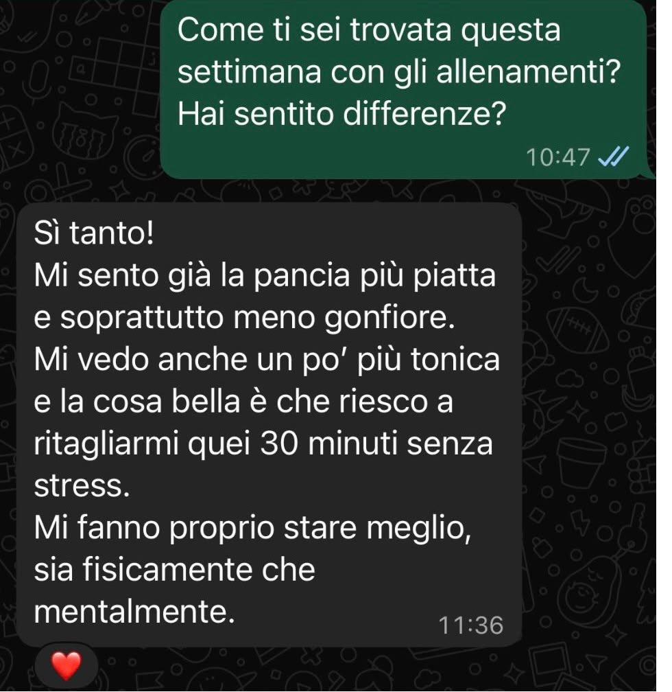 Messaggio WhatsApp di una cliente ActiveMama
