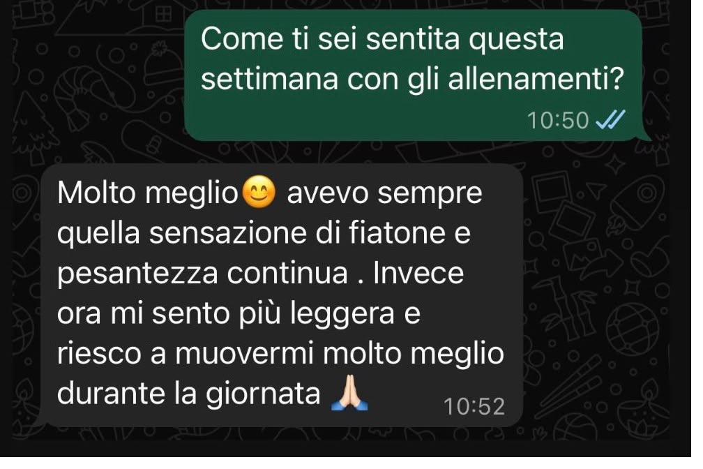Messaggio WhatsApp di una cliente ActiveMama