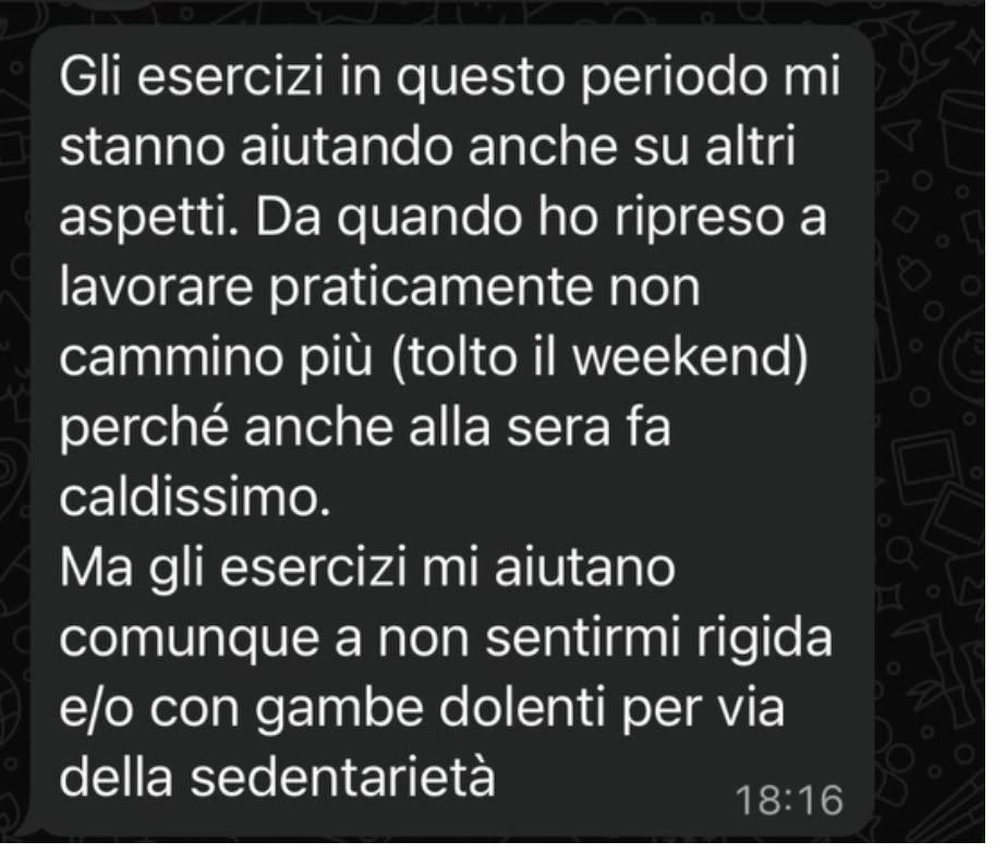 Messaggio WhatsApp di una cliente ActiveMama