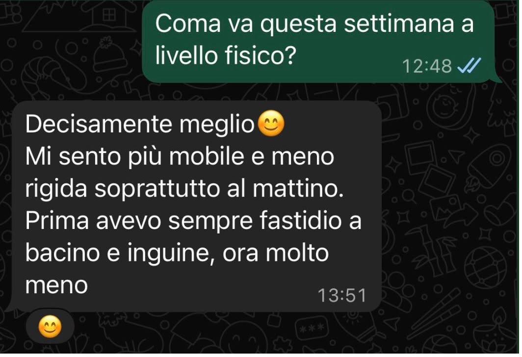 Messaggio WhatsApp di una cliente ActiveMama