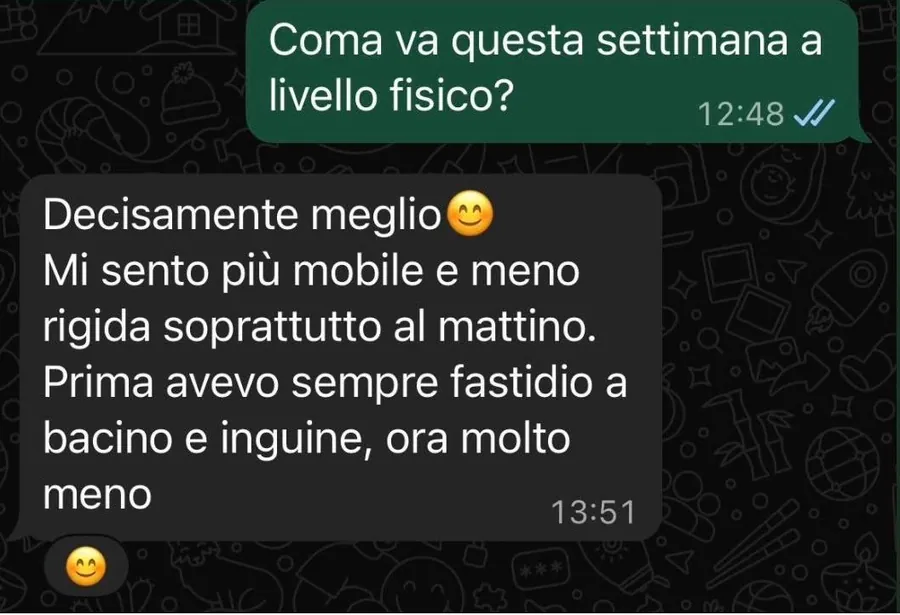 Messaggio WhatsApp di una cliente ActiveMama