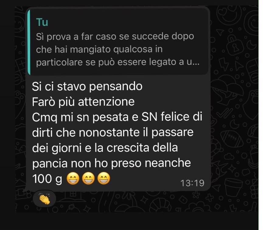 Messaggio WhatsApp di una cliente ActiveMama