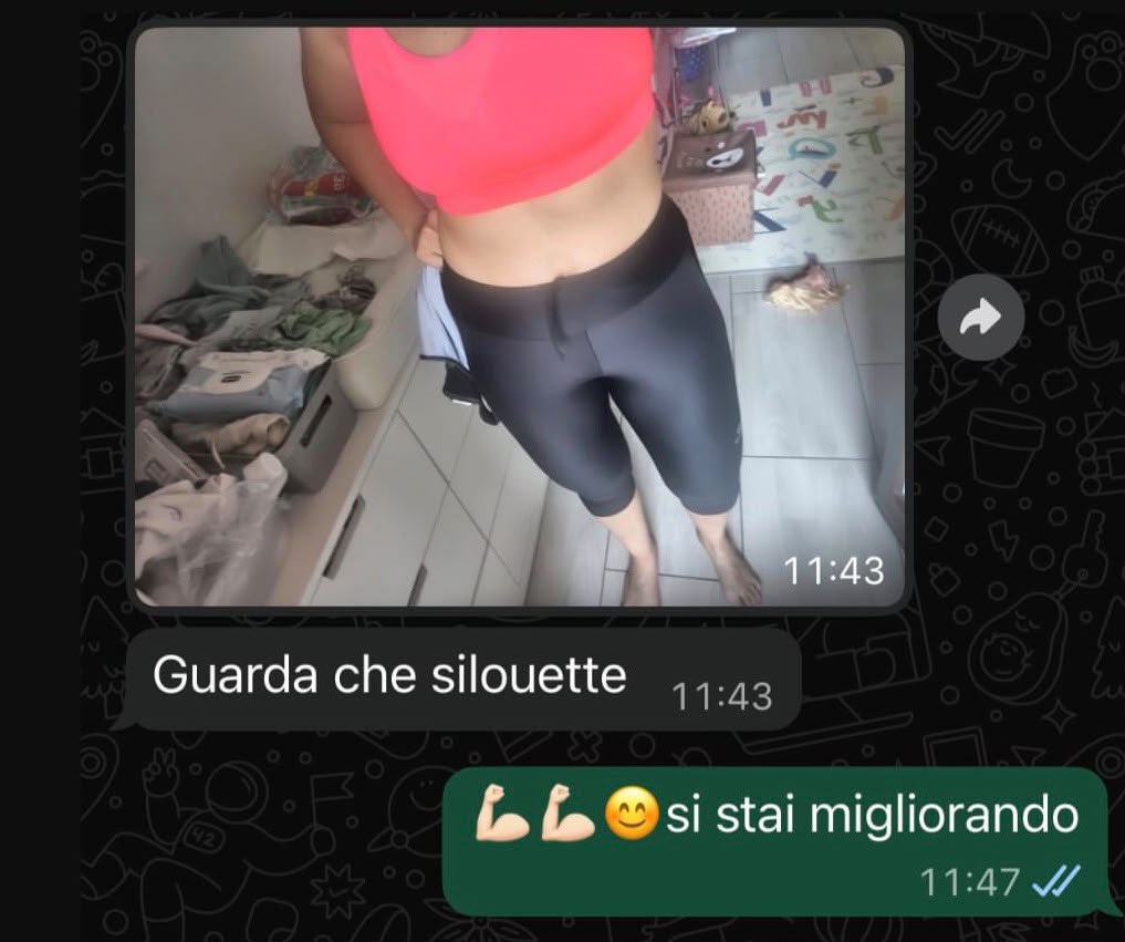 Messaggio WhatsApp di una cliente ActiveMama